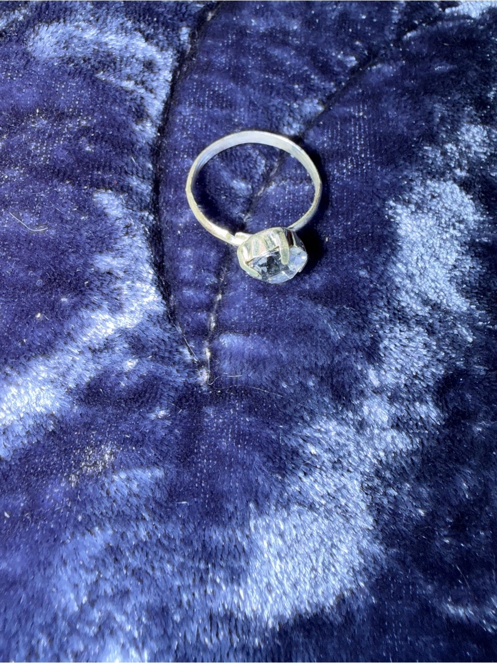 Clear Crystal Solitaire Ring in Silver Tone
